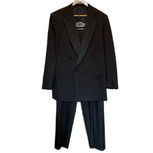 Vintage Bespoke Tuxedo Suit Sam's Tailor Hong Kong Jacket 44L Pants 34"W x 31"L